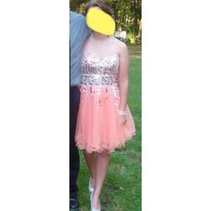 Kiss Kiss Formal Strapless Homecoming Dress Peach / Coral Size 10